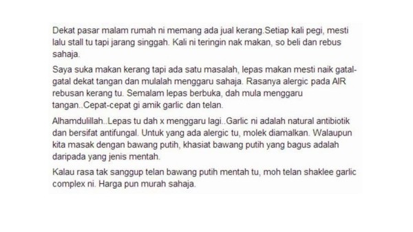 Testimoni garlic