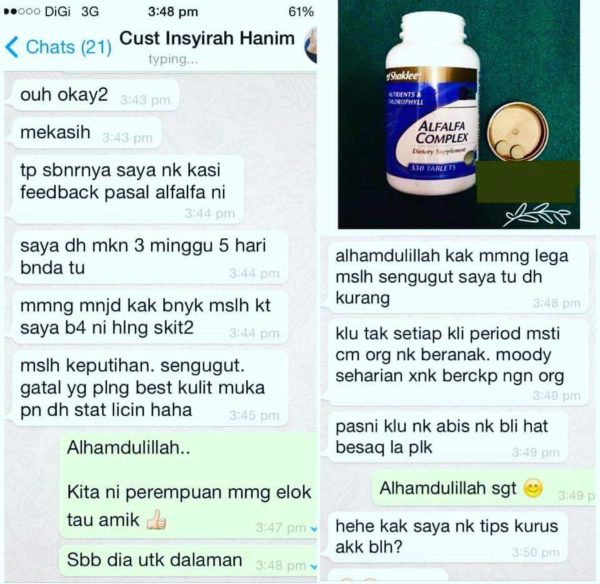 Testimoni Alfalfa Untuk Senggugut 