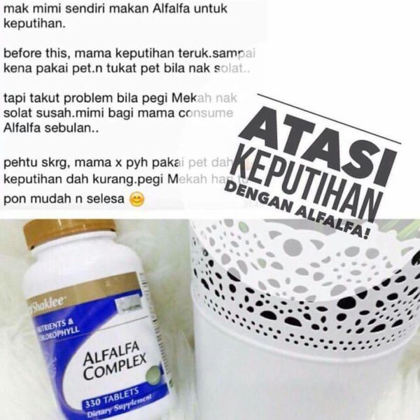 Testimoni Alfalfa Untuk Keputihan 