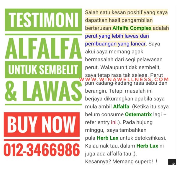 Testimoni Alfalfa Complex Shaklee Untuk Sembelit 