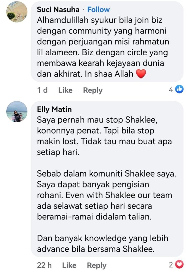 Feedback Komuniti Bisnes Shaklee