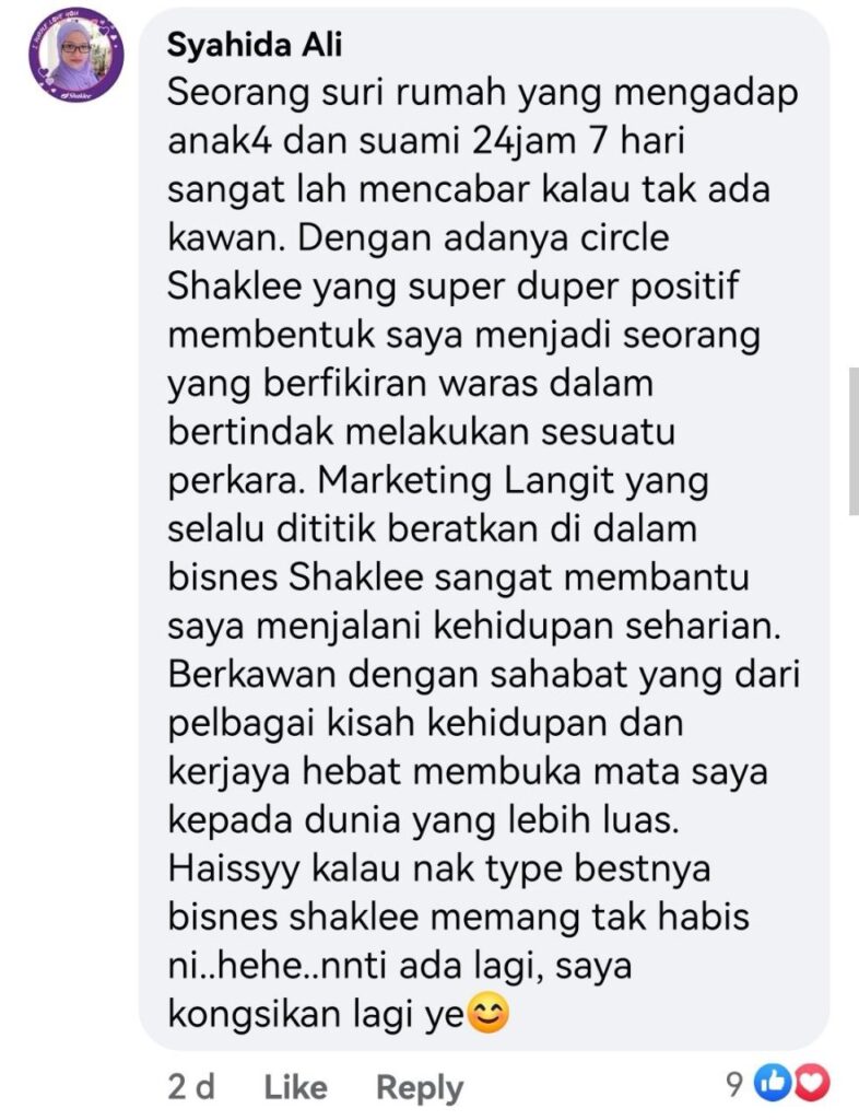 Feedback Komuniti Bisnes Shaklee